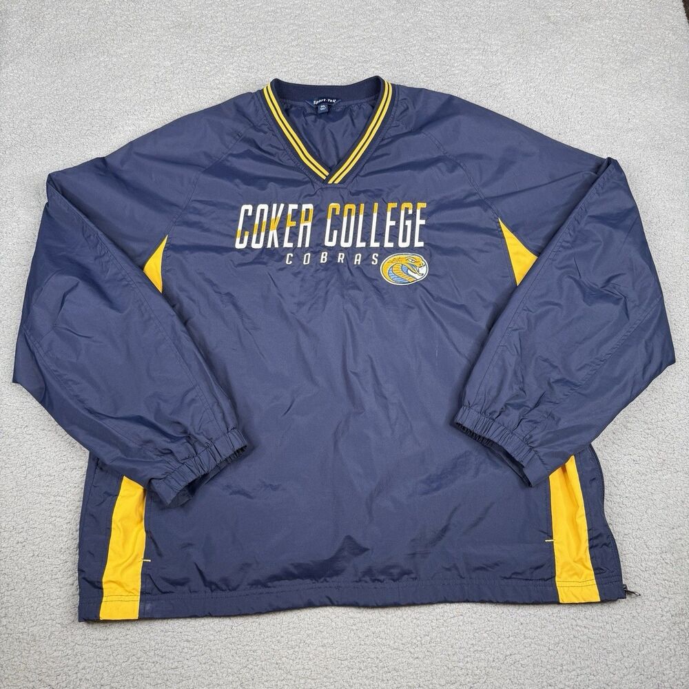 Coker College Cobras Pullover Mens 2XL XXL Blue V-Neck Windbreaker Jacket NCAA
